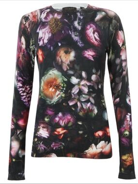 Ted Baker London Noline Shadow Floral Print Sweater Ted Size 1, US 4